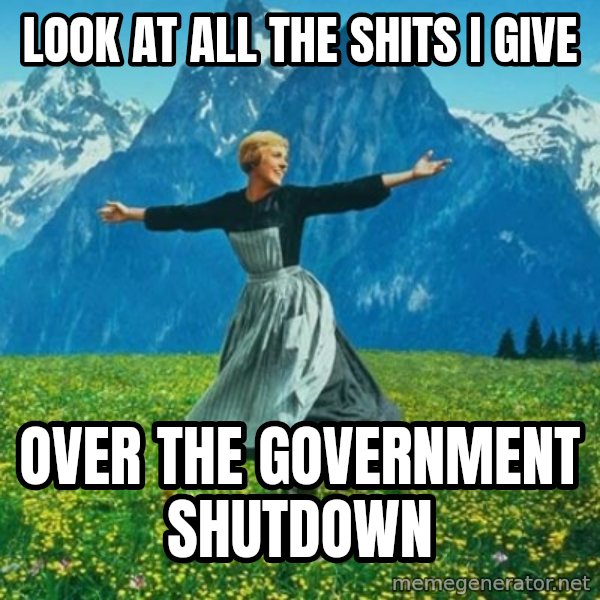 Look at All the Fucks I Give meme: look at all the shits i give / over the government shutdown