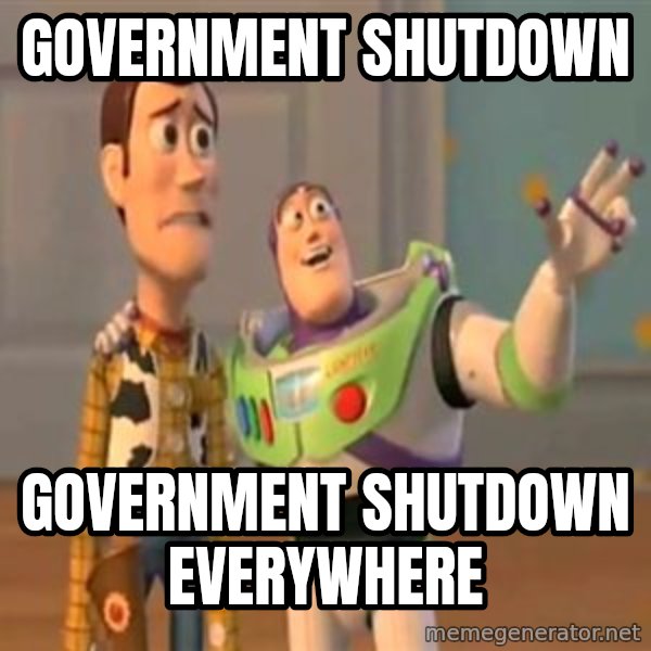 X, X Everywhere  meme: government shutdown / government shutdown everywhere
