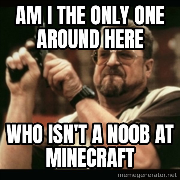 am i the only one around here meme: am I the only one around here / who isn't a n00b at minecraft