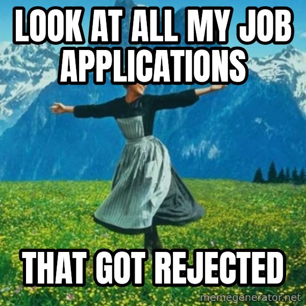 Look at All the Fucks I Give meme: Look at all my job applications / that got rejected
