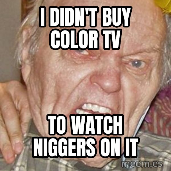 Grumpy Grandpa meme: i didn't buy color tv / to watch niggers on it