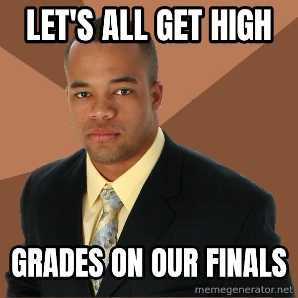 Successful Black Man meme: LET'S ALL GET HIGH / grades on our finals
