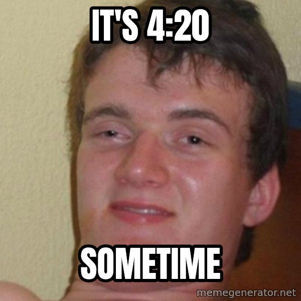 really high guy meme: It'S 4:20 / Sometime