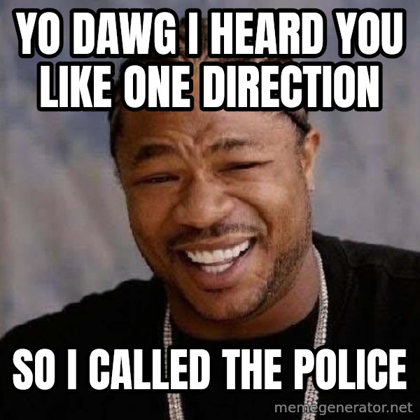Yo Dawg meme: Yo dawg I heard you like one direction / so i called the Police