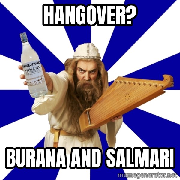 FinnishProblems meme: Hangover? / Burana and salmari