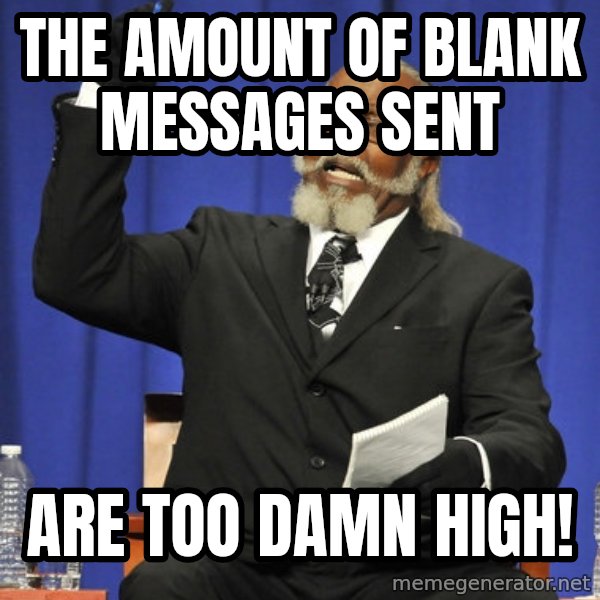 Rent Is Too Damn High meme: The Amount of Blank Messages Sent / Are too damn high!