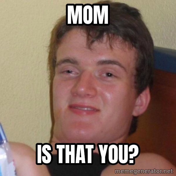 high/drunk guy meme: Mom / Is that you?