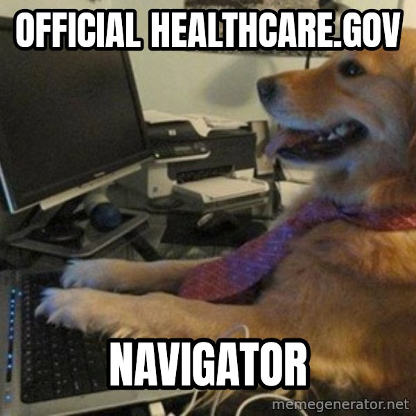 I have no idea what I'm doing - Dog with Tie meme: Official Healthcare.gov / Navigator