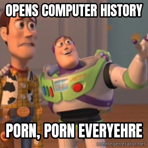 Tseverywhere meme: opens computer history / porn, porn everyehre