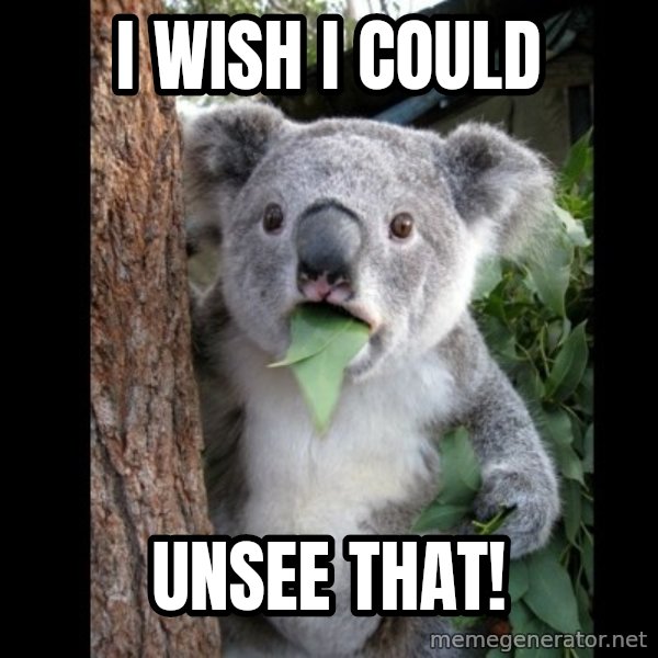 Koala can't believe it meme: i wish i could / unsee that!