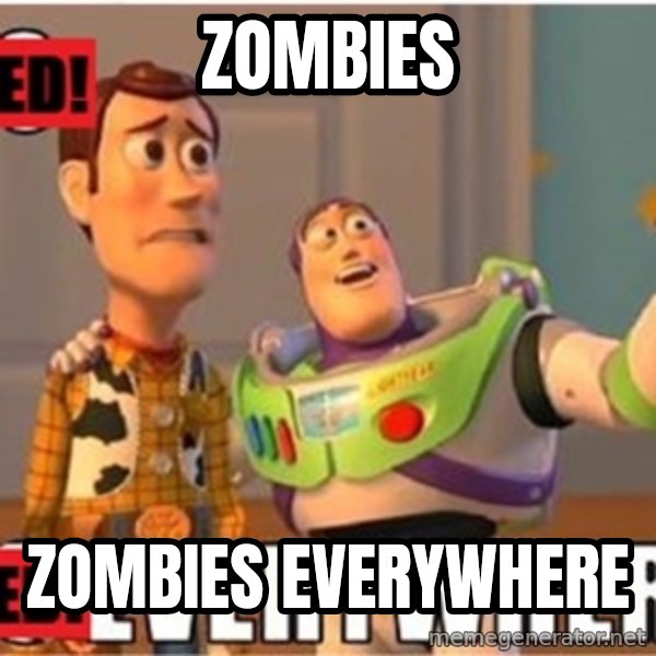 X, X Everywhere  meme: zombies / zombies everywhere