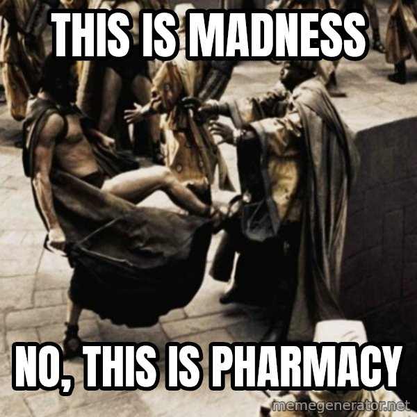 sparta kick meme: this is madness / no, this is pharmacy