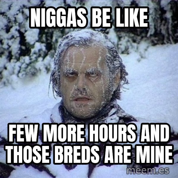 Frozen Jack meme: Niggas be like / Few more hours and those breds are mine