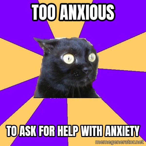 Anxiety Cat meme: too anxious / to ask for help with anxiety