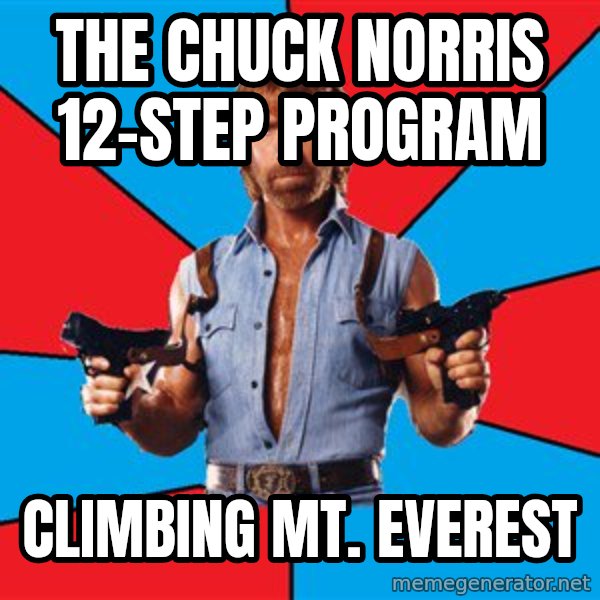 Chuck Norris  meme: The chuck norris 12-step program / climbing mt. everest