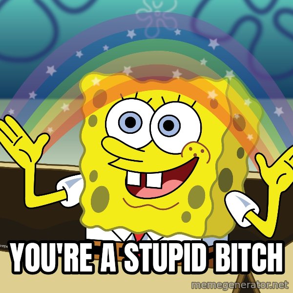 spongebob rainbow meme: you're a stupid bitch