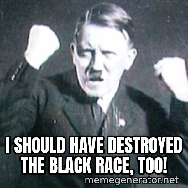 Successful Hitler meme: i should have destroyed the black race, too!