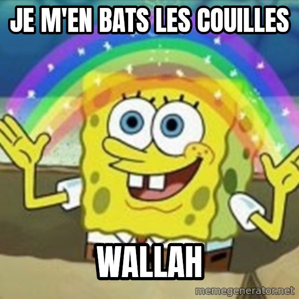 Spongebob meme: Je m'en bats les couilles / Wallah