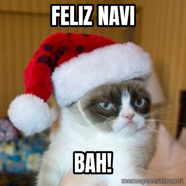 Grumpy Cat Santa Hat meme: Feliz Navi / BAH!