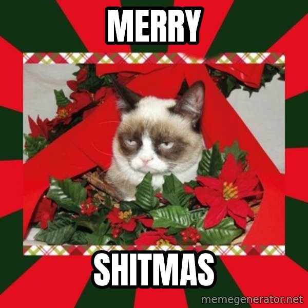 GRUMPY CAT ON CHRISTMAS meme: Merry / shitmas
