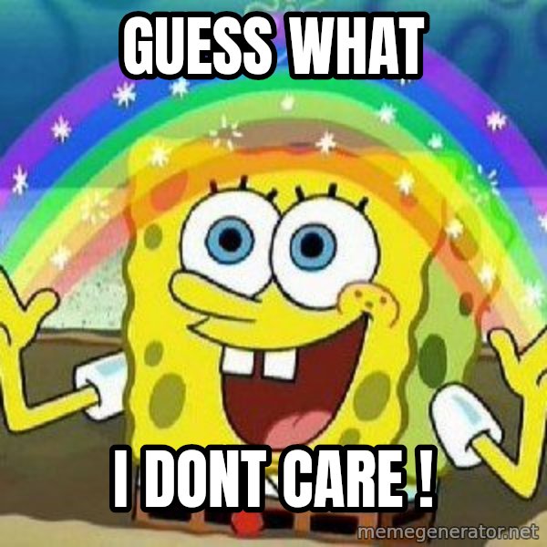 Imagination meme: guess what / i dont care !