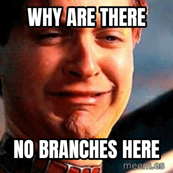 Crying Tobey Maguire meme: why are there / no branches here