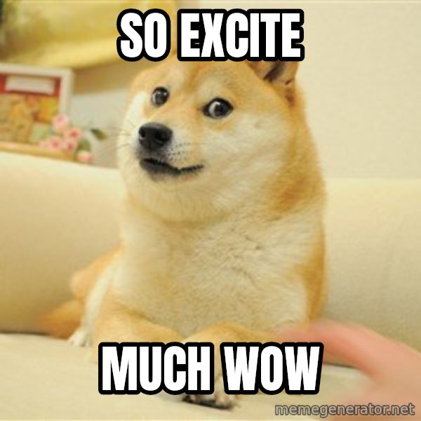 so doge meme: So Excite / Much wow