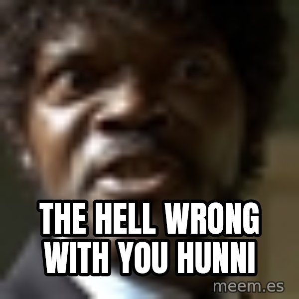 Samuel Jack Pulp Fiction meme: The hell wrong with you hunni
