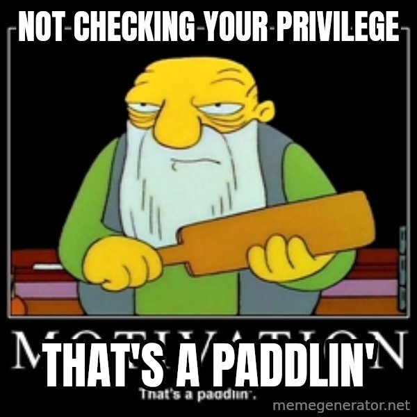 Thats a paddlin meme: Not checking your privilege / That's a paddlin'