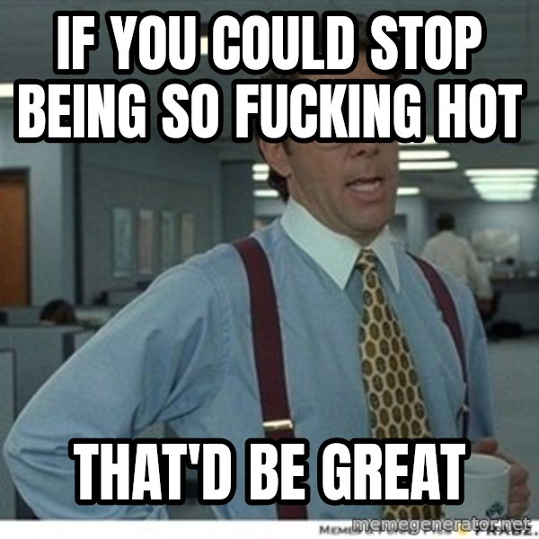 That would be great meme: if you could stop being so fucking hot / that'd be great