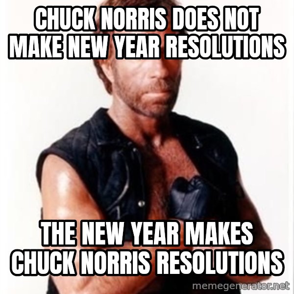 Chuck Norris Meme meme: Chuck Norris does not make new year resolutions / the new year makes chuck norris resolutions