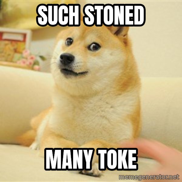 so doge meme: such stoned / many toke