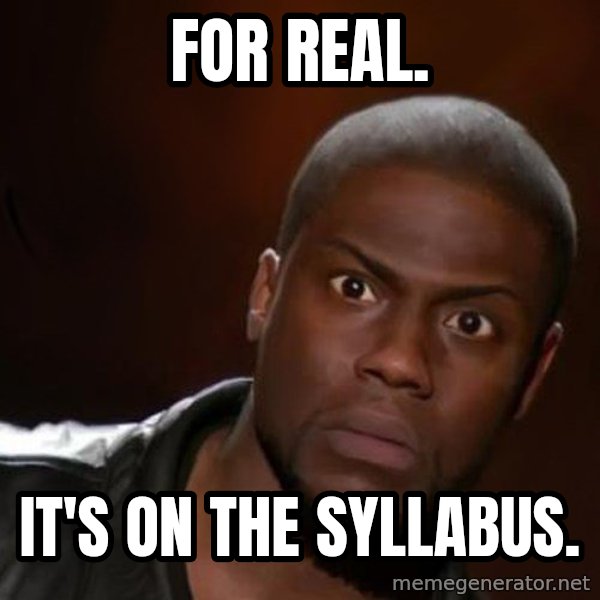 kevin hart nigga meme: For real. / it's on the syllabus.