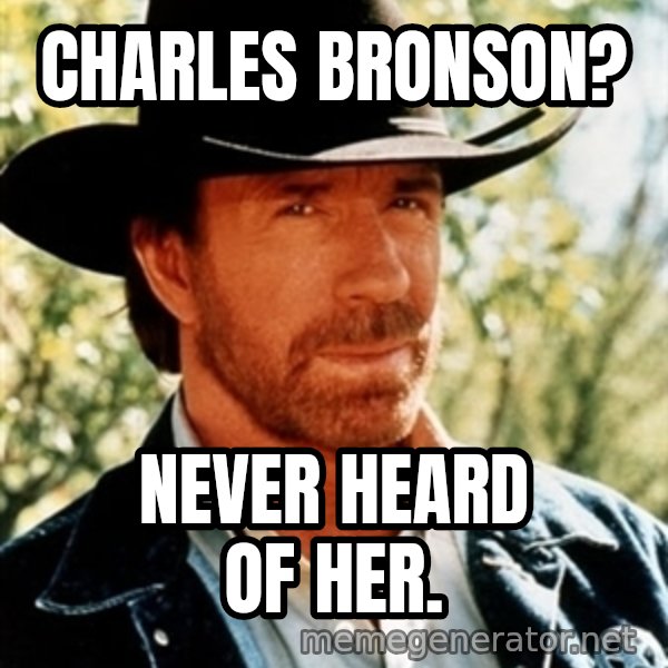 Brutal Chuck Norris meme: Charles Bronson? / Never heard of her.