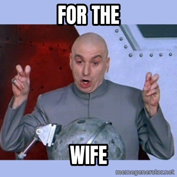 Dr Evil meme meme: for the / wife