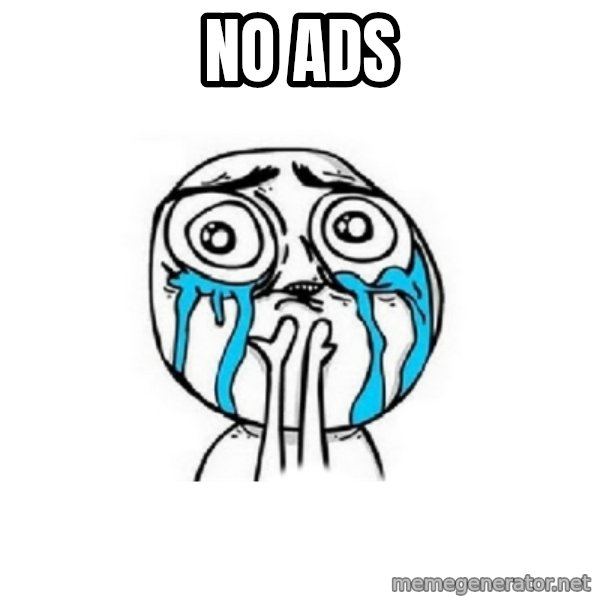 Crying face meme: no ads