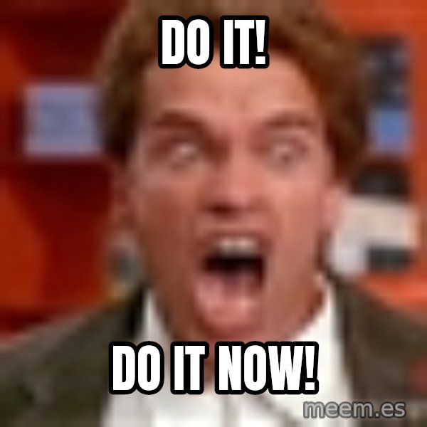 Arnold Schwarzenegger Yelling meme: Do it! / dO IT NOW!