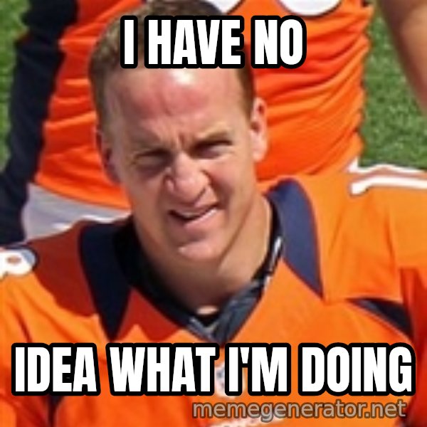 Peyton Manning 2 meme: I have No / idea what i'm doing