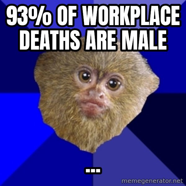 Mra Marmoset meme: 93% of workplace deaths are male / ...