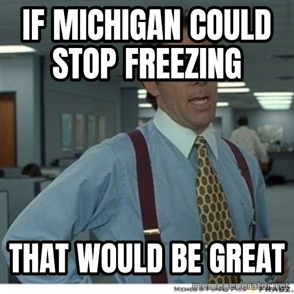 That would be great meme: if michigan could stop freezing / that would be great