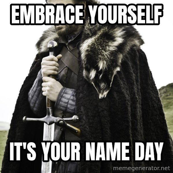 Sean Bean Game Of Thrones meme: embrace yourself / it's your name day