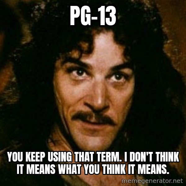 You keep using that word, I don't think it means what you think it means meme: PG-13 / You keep using that term. I don't think it means what you think it means.