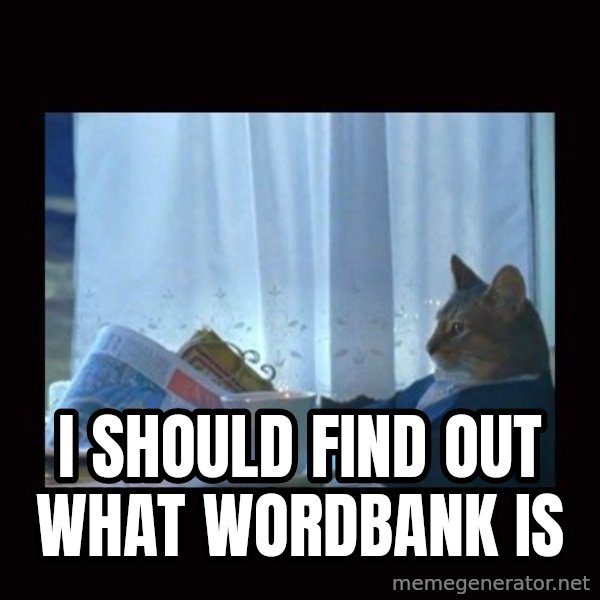 i should buy a boat cat meme: I  Should find out what wordbank is