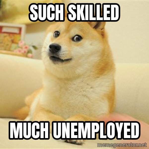 so doge meme: such skilled / much unemployed