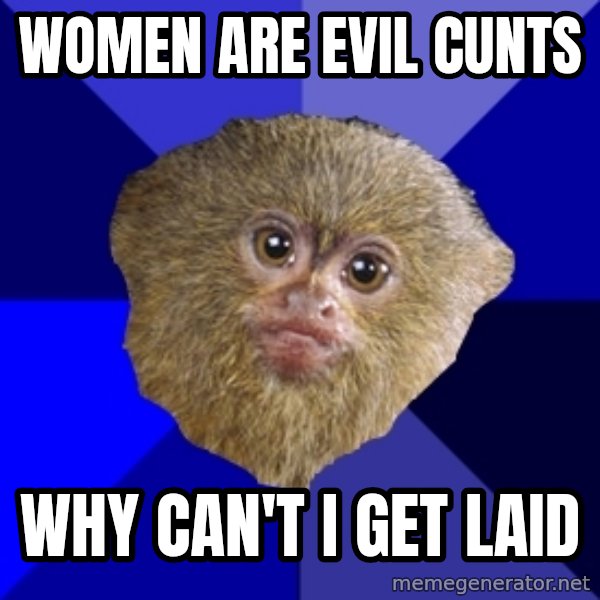 Mra Marmoset meme: Women are evil cunts / why can't i get laid