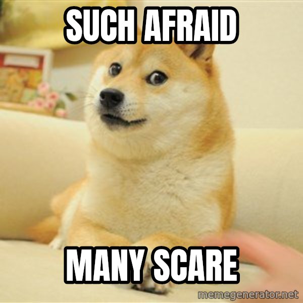 so doge meme: such afraid / many scare