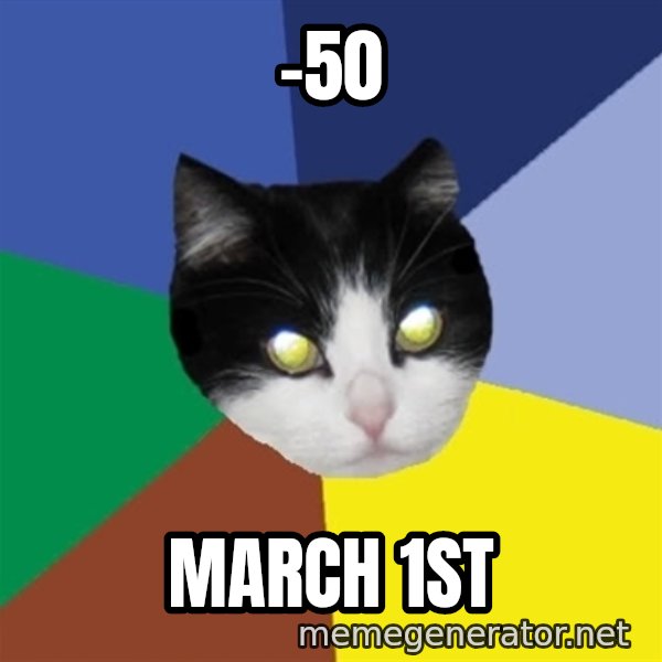 Winnipeg Cat meme: -50 / march 1st