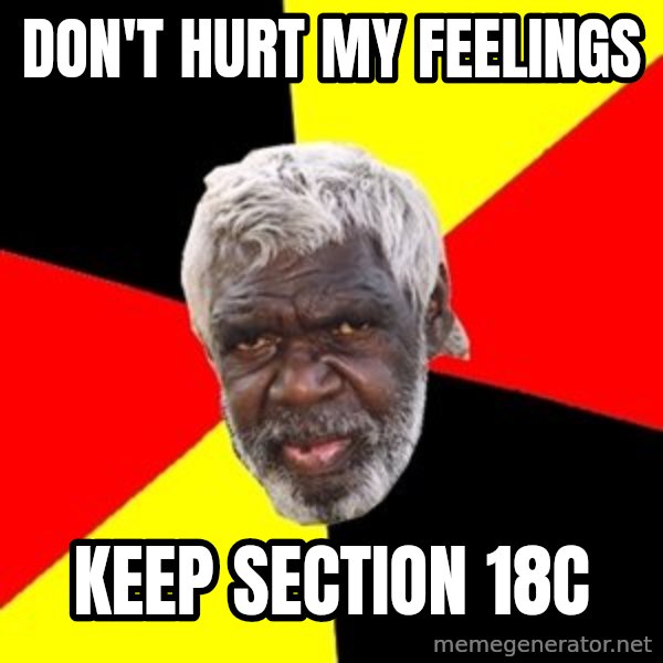 Aboriginal meme: don't hurt my feelings / keep section 18C