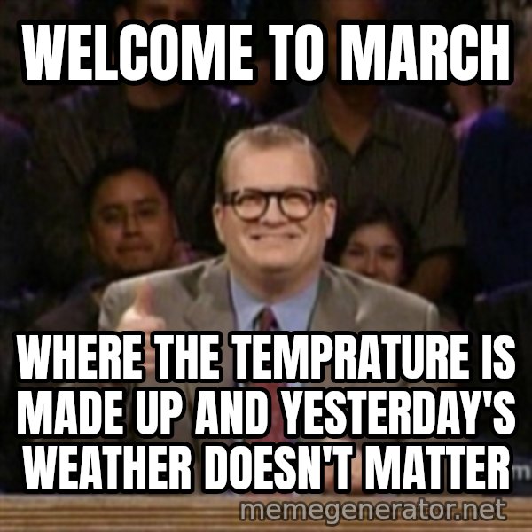 drew carey whose line is it anyway meme: Welcome to March / Where the temprature is made up and yesterday's WEATHER DOESN'T matter