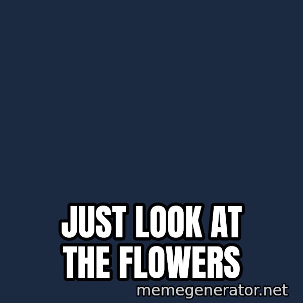 Look At The Flowers meme: just look at the flowers